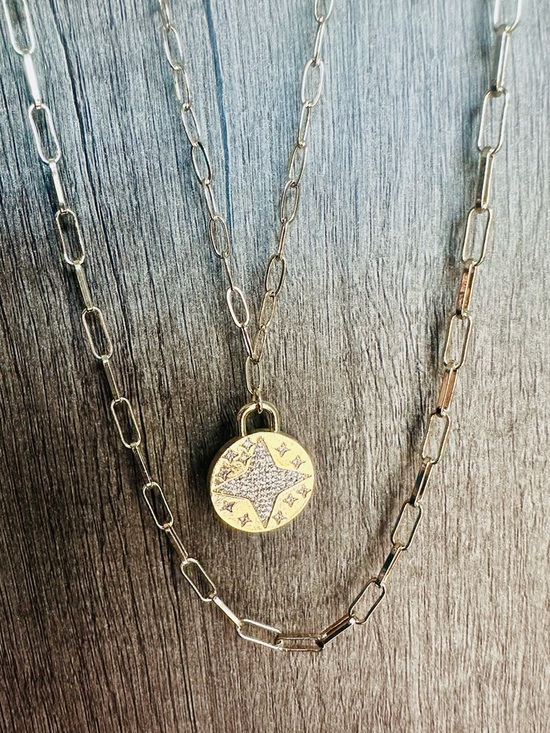 Jewelry - Double Paperclip Chain Star Pendant Necklace